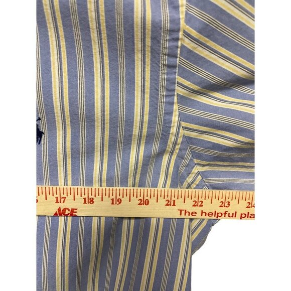 Polo Ralph Lauren Classic Fit Blue Yellow Stripe Dress Shirt Button Down Large - Picture 4 of 7